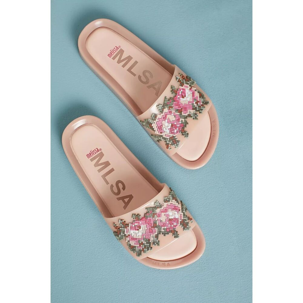 NEW melissa Women Caibatte Dusty Rose Beach Slide Sandals